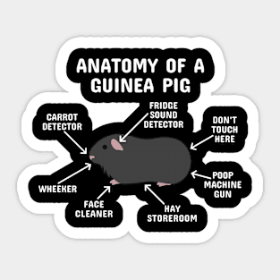 Anatomy of a Guinea Pig: Black (White Text) Sticker